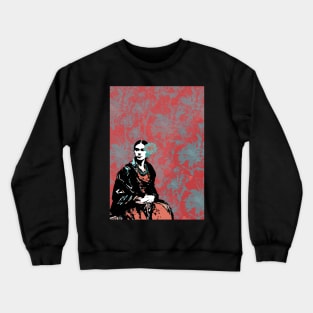 Frida portrait in floral background. Crewneck Sweatshirt